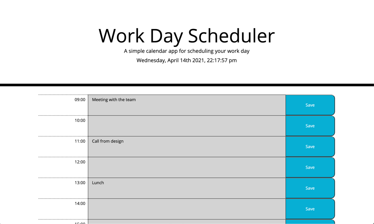 Work Day Scheduler